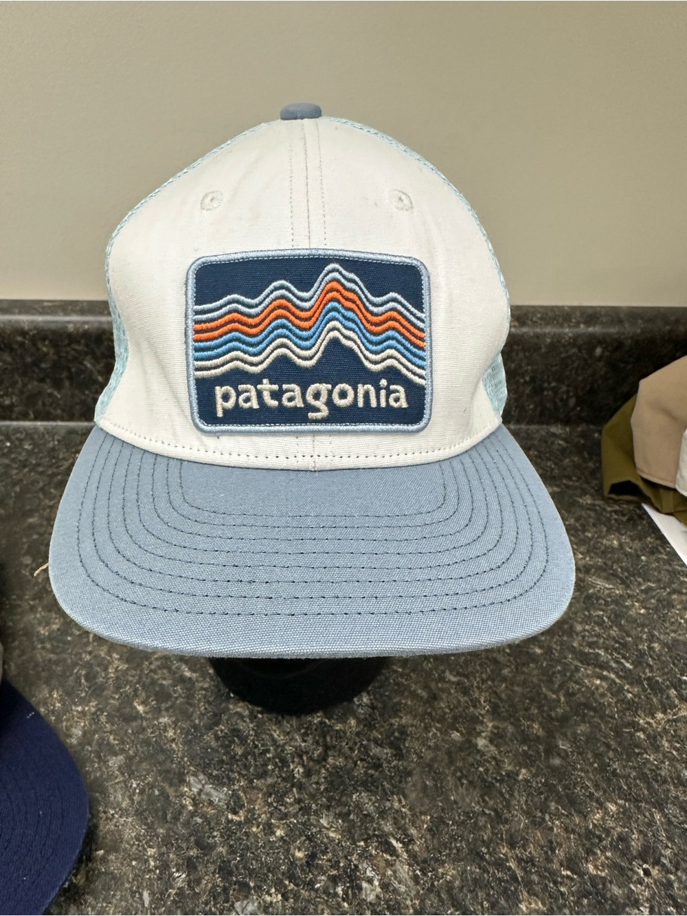 Patagonia Kids Trucker Hat with Blue & White Panels